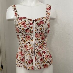 Poetry Floral Zip-Up Corset Top